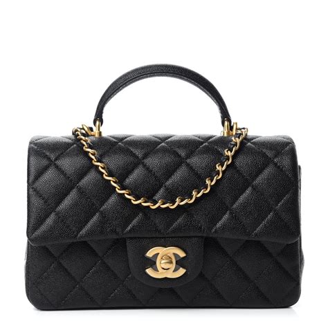 flap bag with top handle chanel black|Chanel mini rectangular flap bag.